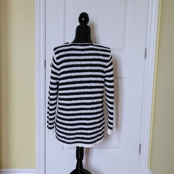 Dana Buchman sweater black and white striped plus size XL pull over v-neck loose - Picture 3 of 13